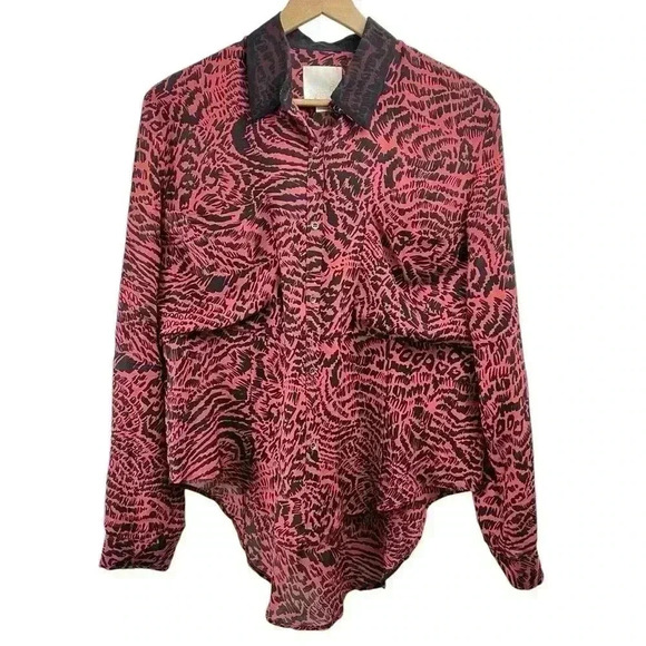 Vintage Line & Dot Animal Print Blouse - Picture 1 of 5